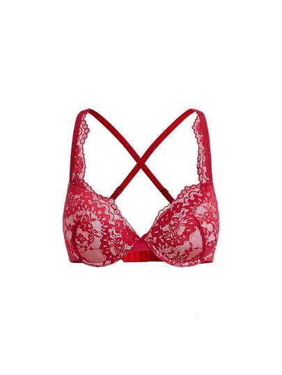 Women's Sexy Lingerie, Deep V Comfortable Backless Bra With Underwire, Thin Lace Criss-Cross Strap Supportive Lift Bra For Small Bust, Enhancing Uplift Bra To Prevent Sagging