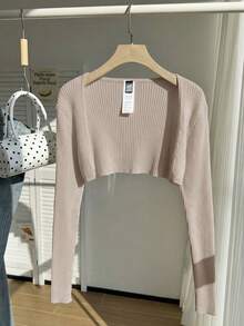 Comfortcana 大码卡其色轻薄长袖开衫，优雅适合春夏穿着 - 卡其色 - 查看 1