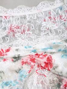 Sweetra Áo thun nữ in ren, kiểu dáng thường ngày, phong cách đường phố sành điệu, ôm sát, thoải mái, thích hợp cho kỳ nghỉ, mùa xuân/hè. - Nhiều màu - Xem 7