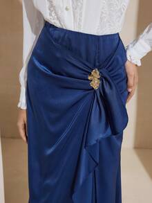 Graceveil Jupe accessoire métallique bleu marine élégante - bleu indigo - Voir 6
