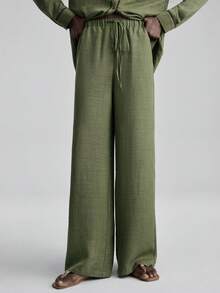 Ontre 2026春夏新款女士粉色蕾丝拼接衬衫裤套装，优雅婚礼宾客装扮，简约浪漫法式奢华都市时尚商务休闲办公服饰，低调复古高端机场邮轮中东必备单品，高品质四季百搭婚礼系列度假服饰 - 玫瑰紅 - 查看 7