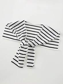 SHEIN Little Byeori 女童休闲时尚圆领短袖上衣搭配二合一短裤 - 白色 - 查看 5