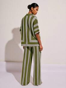 COSMINA Women's Casual Vacation Striped Drawstring Waist Knit Pants - Multicolor - View 7