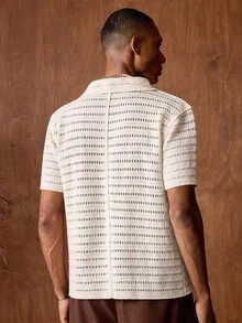 AKNOTIC Business Casual Áo len nam móc họa tiết cây cọ, tay ngắn, dáng rộng, màu mơ, thích hợp cho mùa hè, kỳ nghỉ, mặc hàng ngày, dự tiệc, đồ đôi, quà tặng cho nam giới, đi biển, quà tặng Ngày của Cha. - Màu be - Xem 7