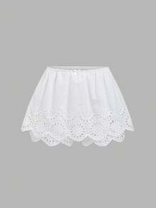 Sweetra Quần culottes nữ thiết kế mới, thanh lịch, gợi cảm, ôm sát, thêu tinh tế, đa năng, thoải mái, thích hợp cho kỳ nghỉ xuân/hè. - trắng - Xem 1
