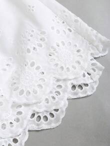 Sweetra Quần culottes nữ thiết kế mới, thanh lịch, gợi cảm, ôm sát, thêu tinh tế, đa năng, thoải mái, thích hợp cho kỳ nghỉ xuân/hè. - trắng - Xem 3