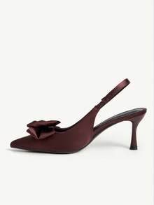 CUCCOO CHICEST Giày nữ mùa xuân hè, kiểu dáng gợi cảm, mũi nhọn, gót mỏng 7.5cm, chất liệu satin, màu trơn, thích hợp đi làm, hẹn hò. - Màu nâu - Xem 4