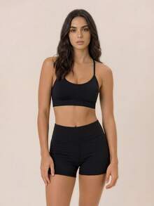 Anewsta Women's Padded Sports Bra, Shock-Absorbing For Running And Fitness - Black - View 5