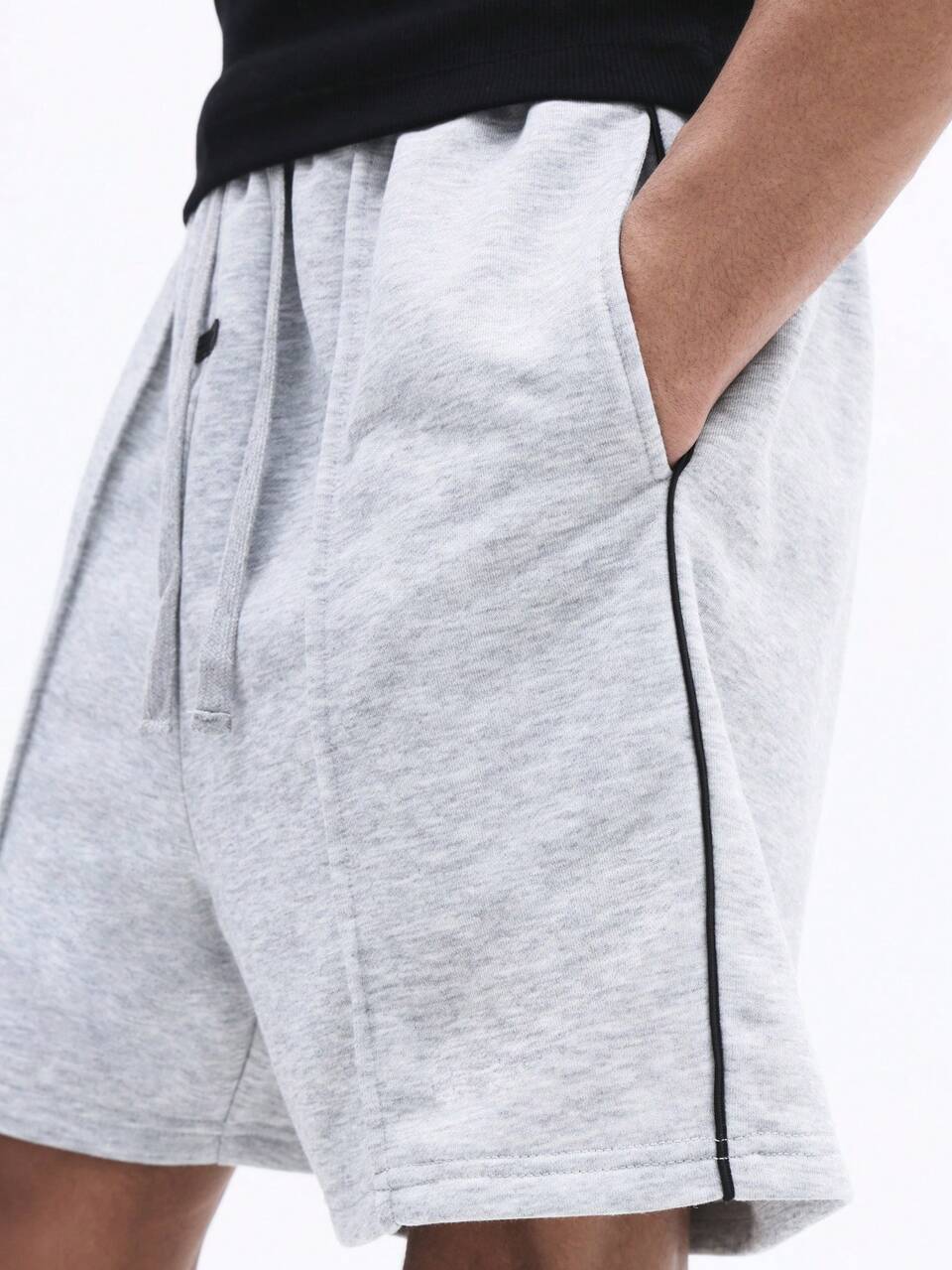 Drawstring Knit Shorts With Side Stripe