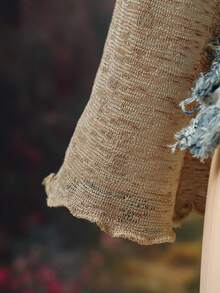 SHEIN DivaQ 女士性感度假薄纱纹理面料上衣 - 駝色 - 查看 4