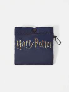 HARRY POTTER X SHEIN Fashionable Street Leisure Large Capacity Lightweight Foldable Dark Blue Children's Fun Printed Tote Bag, Storage Bag - sapphire blue - View 5