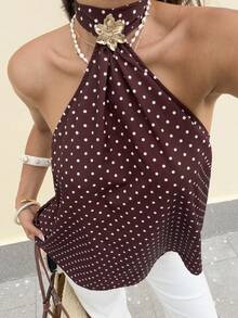 Women's Woven Casual Summer Women's Tank Top - Coffee Brown - View 1