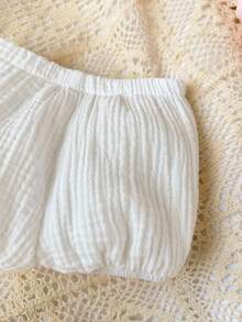 SHEIN 新生女宝宝休闲白色弹力腰短裤，夏季 - 白色 - 查看 7