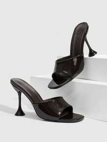 CUCCOO SZL Sandal Mule Hak Tinggi untuk Pakaian Sehari-hari Wanita, Cocok untuk Natal, Musim Semi, dan Musim Panas. - Cermin kopi dalam - View 3