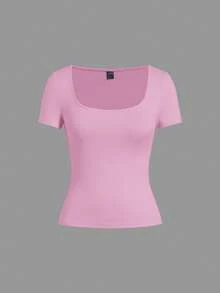 SHEIN EZwear Bộ 3 áo thun dệt kim nữ, nhiều màu, mùa xuân/hè. - Nhiều màu - Xem 11
