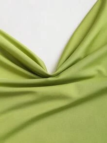 Sweetra 新款 Y2K 金属环装饰通勤百搭垂褶领带女式背心 - 綠色 - 查看 4