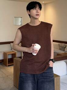 DAZY Men's Solid Color Crew Neck Short Sleeve Casual Loose T-Shirt, Summer - Brown - View 6
