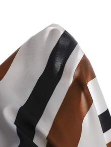 SHEIN Vacaura 2pcs/Set Toddler Boys' Colorblock Short Sleeve Top And Solid Shorts Set - Brown - View 7