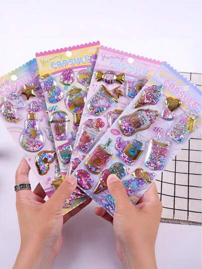 POKOJA LAND - BESTSELLERS 3D糖果造型钻石贴纸，可爱装饰贴纸，适用于手机壳和笔记本。摇晃即可展现3D立体效果，闪亮的3D泡泡贴纸是装饰笔记本电脑、手机壳、水瓶和其他DIY物品的理想之选。来自魔杖系列，款式多样，钻石图案精美，是节日或庆典的理想礼物。