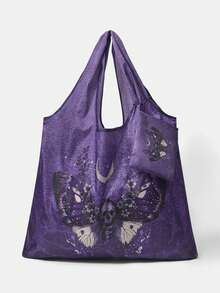 ROMWE Fairycore Star Print Large Capacity Foldable Shopper Bag, Stars Hollow Women Bag - Moth Butterfly Rose - View 1