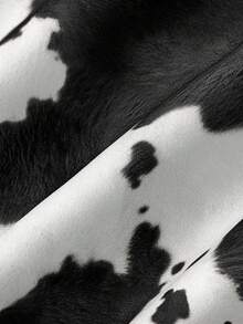 SHEIN MOD Plus Size Women's Fashionable Western Style Cow Print Shorts - Black and White - View 5