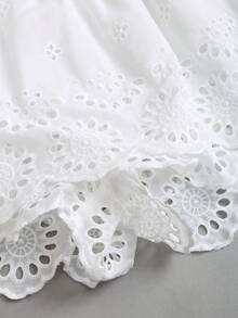 Sweetra Quần culottes nữ thiết kế mới, thanh lịch, gợi cảm, ôm sát, thêu tinh tế, đa năng, thoải mái, thích hợp cho kỳ nghỉ xuân/hè. - trắng - Xem 6