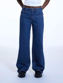 COUREZ Low Rise Slim Fit Jeans In Mid Blue Wash /Y2K Spring For Women Street Streetwear Denim Going Out Party Summer Jeans - Blue - View 3
