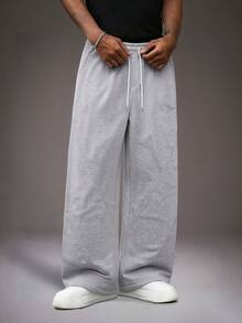 STYNVO Men's Casual Solid Color Slant Pocket Drawstring Waist Sweatpants Baggy Grey Sweatpants Men - Grey - View 4