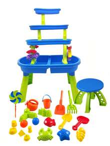 46件套儿童沙滩玩具套装，包括沙滩工具、儿童水沙游戏工具、铲子和其他互动沙滩玩具。沙滩工具。 - 彩色 - 查看 6