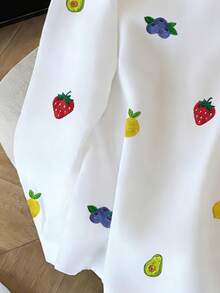SHEIN 休闲长袖水果印花衬衫，春秋季 - 彩色 - 查看 3