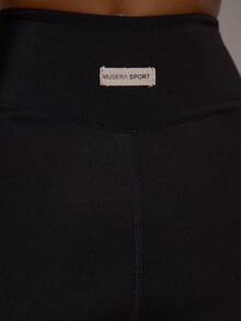Musera Sport Logo交叉腰带运动紧身裤 秋冬运动服 健身房锻炼 普拉提 日常休闲 - 黑色 - 查看 5