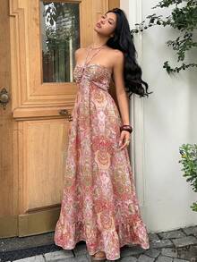 Sunnyshic Women's Elegant Strapless Dress - Pink - View 6