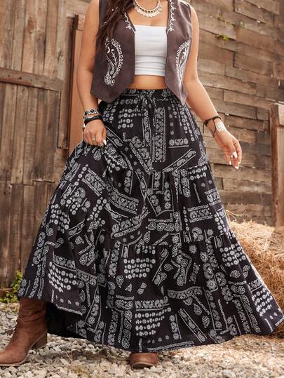 Ceyna Falda de línea A casual y elegante, versátil, talla grande, para primavera/verano