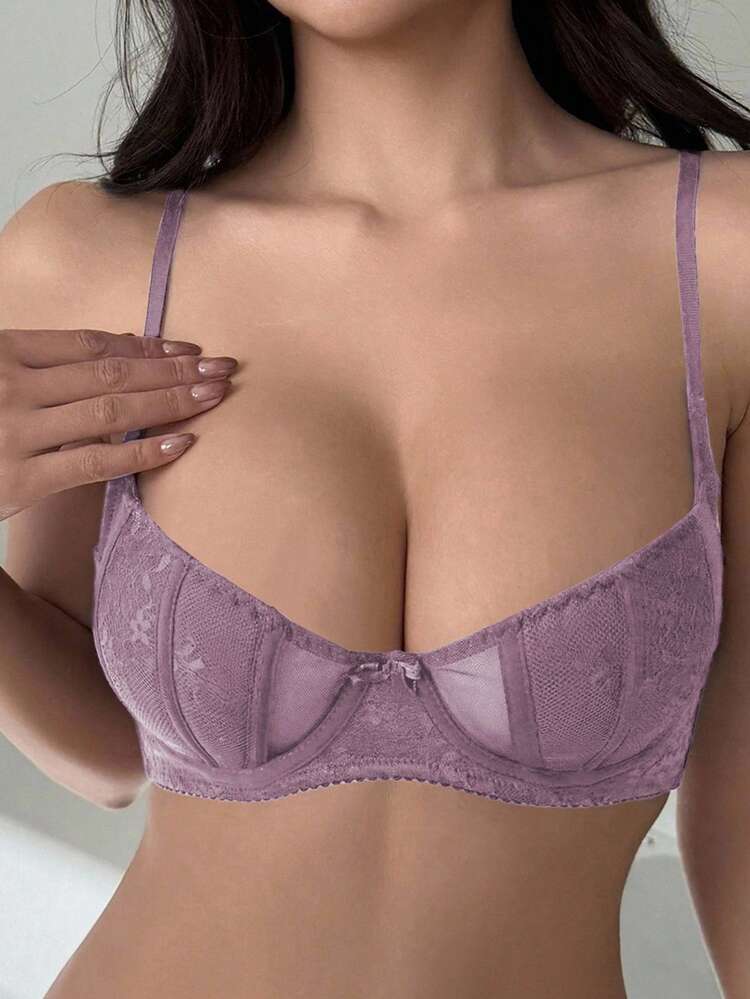 Adjustable Strap Mesh & Lace Padded Sexy Bra For Women Lingerie For Women