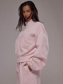 Musera Sport Áo khoác thể thao cổ cao bằng vải nỉ có khóa kéo, chỉ bao gồm áo khoác, thích hợp cho các hoạt động thể thao, tập luyện, tập gym, pilates, thể dục, mặc hàng ngày, màu thạch anh khói. - Hồng - Xem 4