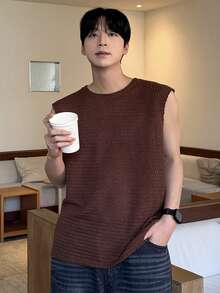 DAZY Men's Solid Color Crew Neck Short Sleeve Casual Loose T-Shirt, Summer - Brown - View 5