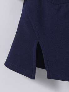 Tween Girls 2-Piece Set:Navy Blue Striped Collared Blouse & Flare Pants,Summer Casual School Outfit,Back-To-School,Holiday,Party Vacation Clothes - Blue and White - View 6