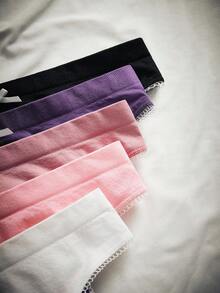 SHEIN Set de 5 tangas sin costuras con encaje de colores para niñas - Multicolor - Ver 5