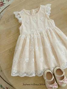 Cozy Pixies Baby Girl Dress Pageant Wedding Party Flower Girls Formal Gowns Ball Baptism Bridesmaid Dresses Lace 0-2 Years Old 1st Birthday White Christening - Apricot - View 11
