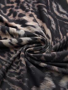 ROMWE J-Fashion 性感深V露背动物纹中长连衣裙 - 彩色 - 查看 3