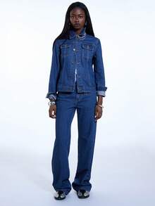 COUREZ Low Rise Slim Fit Jeans In Mid Blue Wash /Y2K Spring For Women Street Streetwear Denim Going Out Party Summer Jeans - Blue - View 5