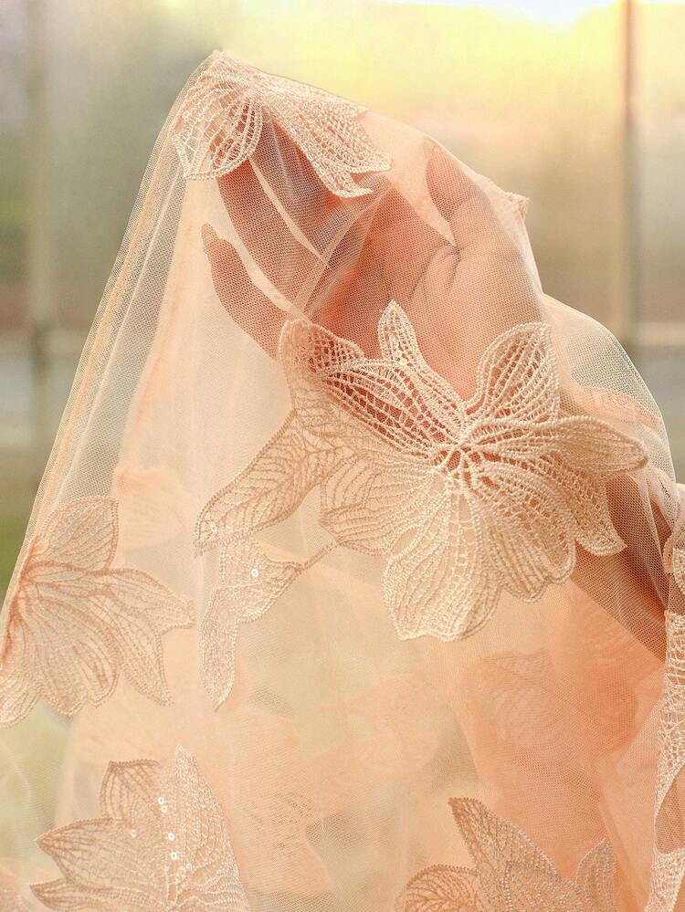 WOMEN'S MESH EMBROIDERED STAND COLLAR LANTERN SLEEVE BLOUSE