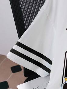 LOONEY TUNES X SHEIN Men's Casual Cartoon Pattern Round Neck Short Sleeve T-Shirt, Summer - White - View 4