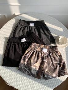 SHEIN PETITE CURVE 新款加大码女装娇小女孩夏季休闲多件装纯色及印花简约休闲短裤，适合娇小女性。高腰设计让您看起来更苗条，腿部更修长，适合娇小女性。适合所有季节和场合，居家休闲，适合娇小女孩和女性，夏季喇叭裤，夏季喇叭裤，夏季服装，夏季度假服装，女士长款夏季裤，春季服装，休闲裤，夏季高腰显瘦裤，女士休闲裤，女士性感裤，狂欢节服装，2026年狂欢节女士造型，2026年狂欢节女士服装，狂欢节服装 - 彩色 - 查看 3