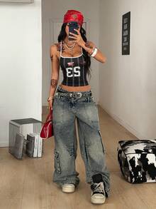 Coolane 女士 Y2K 街头风时尚迷彩印花背心 - 彩色 - 查看 5