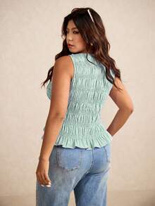 Elaquor 大码女式夏季休闲吊带背心 - 綠色 - 查看 2