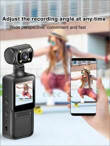 Teckwe Camera mini HD hành động xoay 180 độ, quay vlog, có WiFi, camera đeo trên người, camera thể thao hồng ngoại nhìn đêm, máy quay DV thể thao, người lái xe đạp. - Nhiều màu - Xem 8