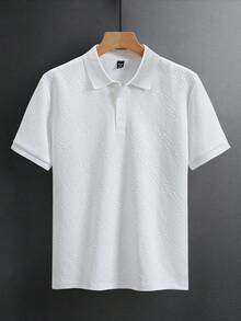 Manfinity Homme 男士针织提花纯色纹理罗纹领 Polo 衫 - 白色 - 查看 4