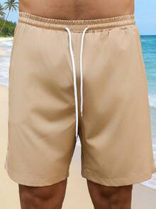 Manfinity RSRT Men's Printed Short Sleeve Shirt And Solid Color Shorts Set - Coffee Brown - View 4