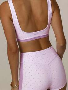 Aralina Ensemble de loisirs à pois contrastés, shorts d'été mignons et hauts d'été mignons. Tenue parfaite pour l'aéroport pour les femmes et le 4 juillet - Lilas - Voir 8